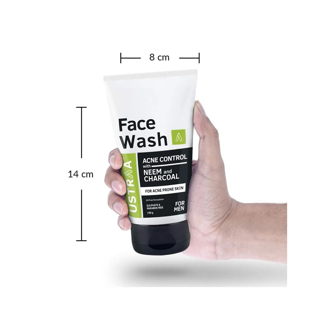 Ustraa Face Wash Acne Control - With Neem & Charcoal - 100g - Oil control, Prevents Acne, Especially for Oily skin | Keeps Face Non-sticky, Non-oily | No SLS, No Paraben