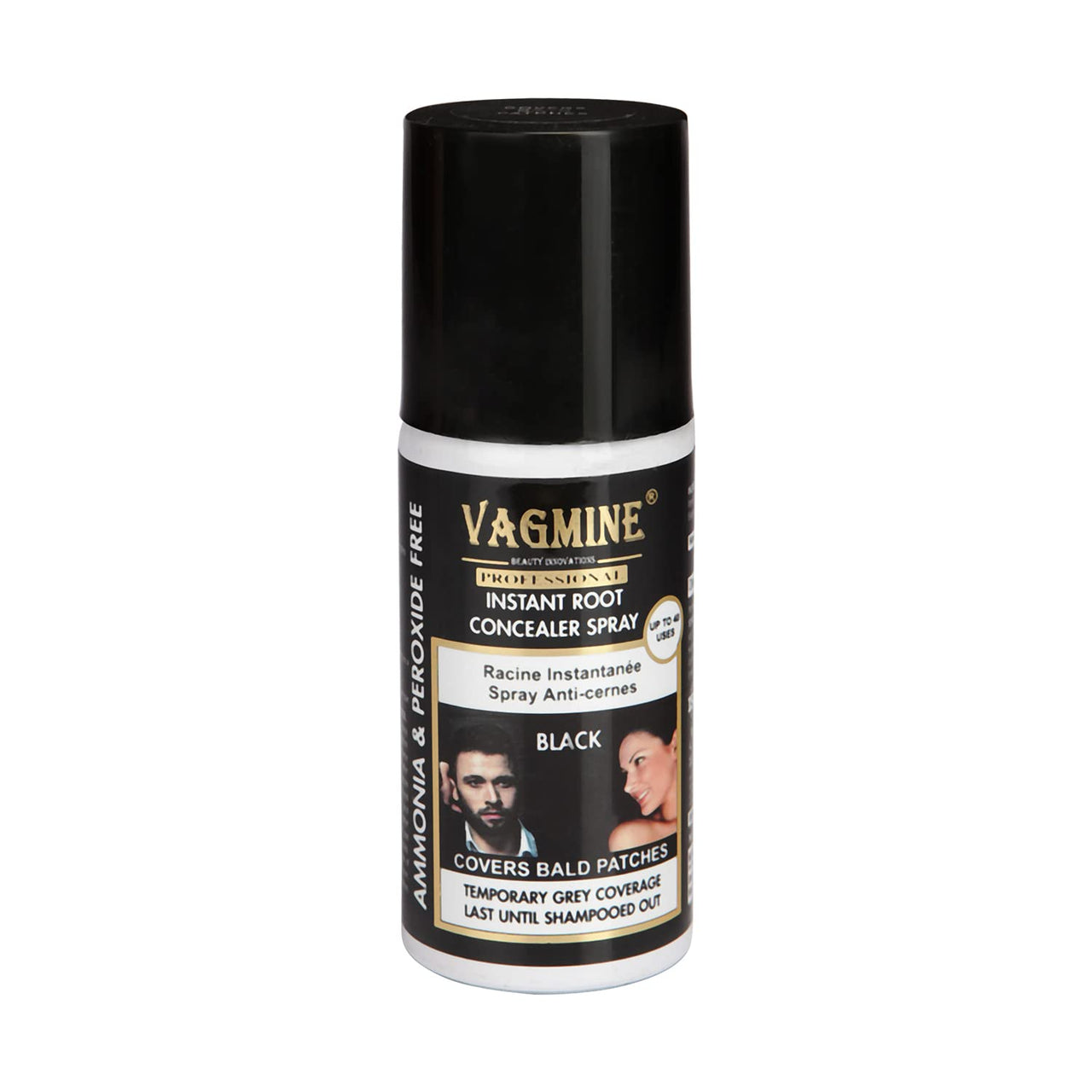 VAGMINE Instant Hair Root Concealer Spray - Black | Easy-To-Use Hair Color Touch-Up | Covers Gray Roots, 1 Count