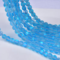 Asingeloo 48PCS 8mm Natural Sky Blue Mystic Aura Quartz Gemstone Frosted Matte Titanium Round Loose Spacer Beads 15 inch Full Strand Crystal Healing Power Quartz