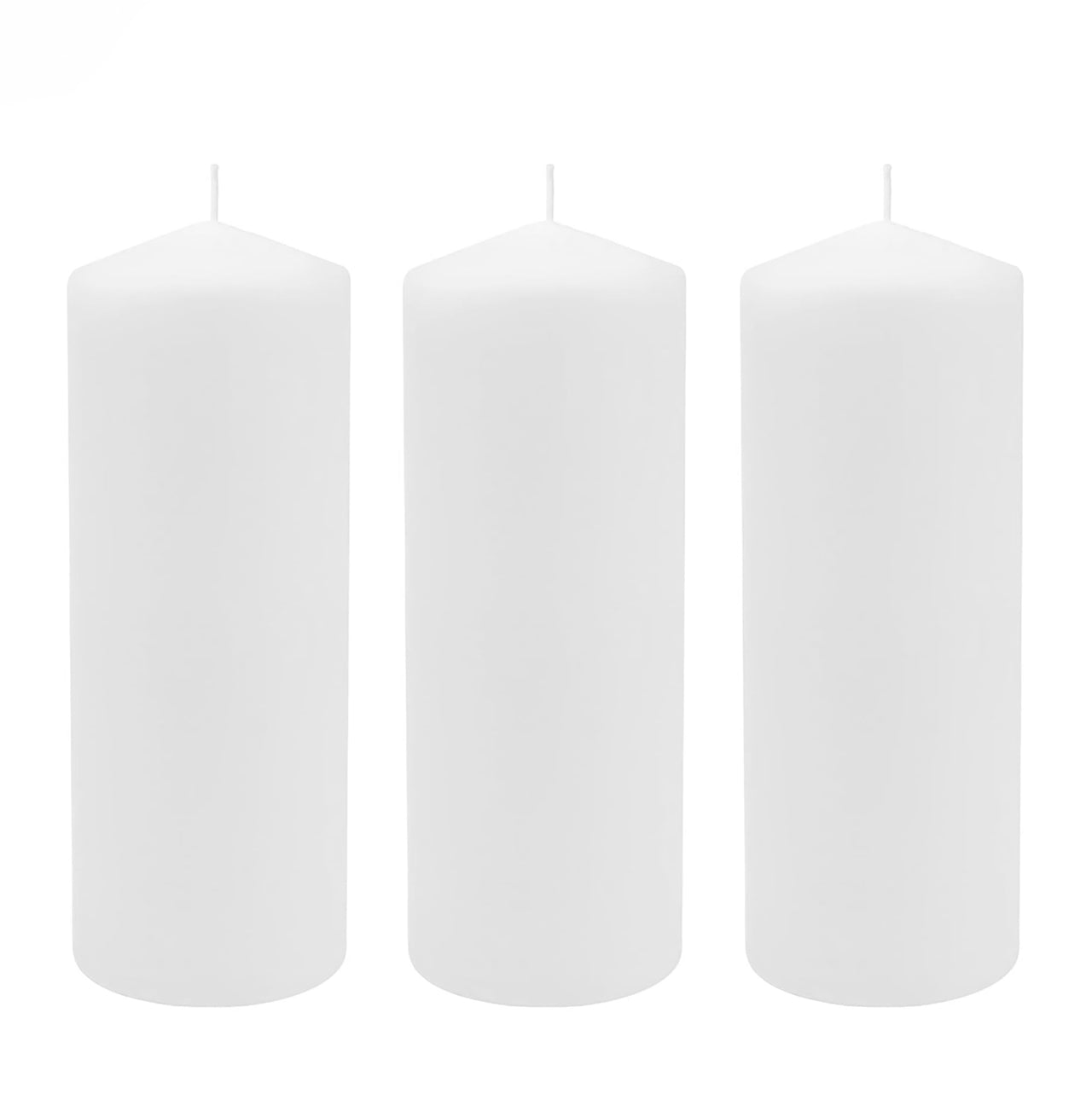 Stonebriar 3 Pack Tall 3 x 6 Inch 65 Hour Long Burning Unscented White Wax Pillar Candles 3x6 3.0