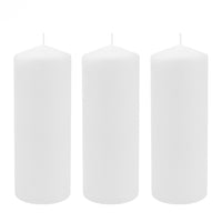 Stonebriar 3 Pack Tall 3 x 6 Inch 65 Hour Long Burning Unscented White Wax Pillar Candles 3x6 3.0