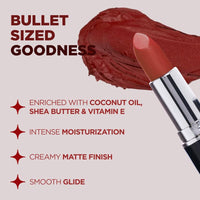 BELLAVITA Comfort Matte Bullet Lipstick| Intense Colour| Creamy Matte Finish| Intense Moisturisation| Smooth Glide| Lipsticks for Women| 4 Hr Stay, Dreamy Nude, 4.2 gm