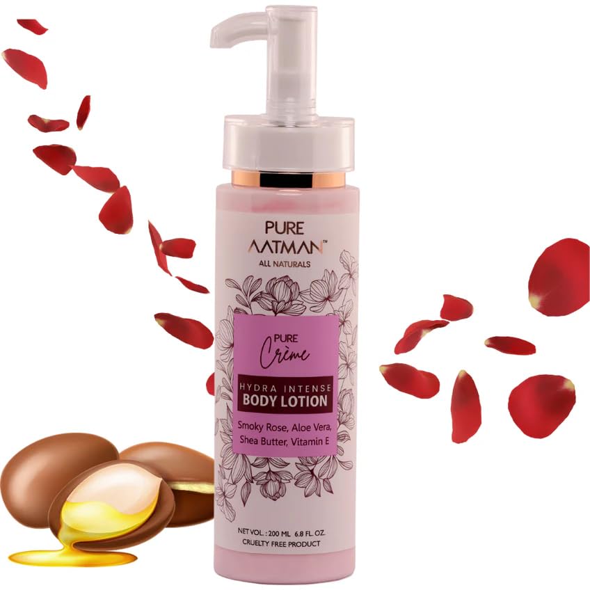 Pure Aatman Shea Butter,Vitamin-E & Smoky Rose Moisturizing Body Lotion, 200Ml, For Silky Soft, Smooth, Radiant Skin, Lightweight, Non-Sticky, Quick Absorbing