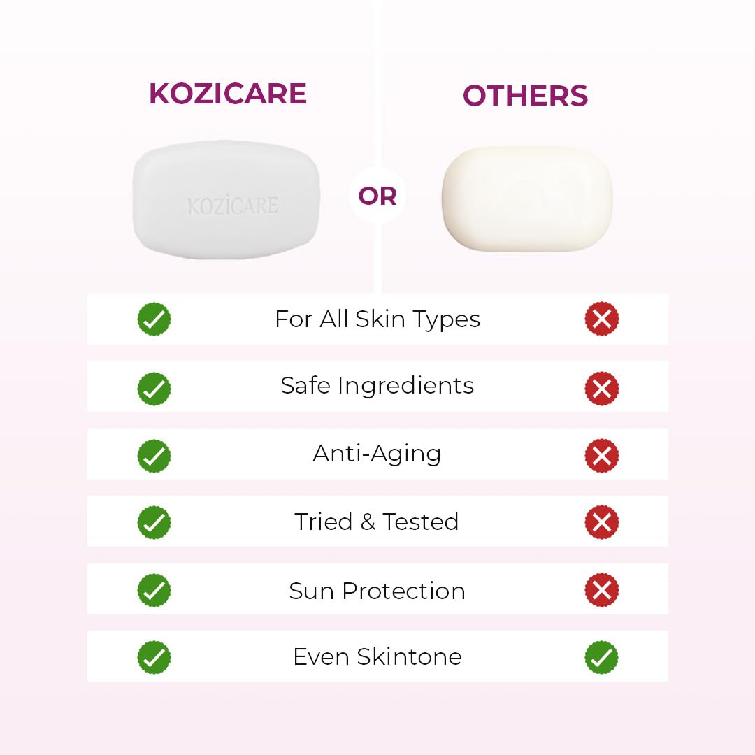 Kozicare Skin Lightening Soap Pack of 9 | Kojic Acid & Vitamin C | Anti Aging & Sun Protection | Moisturizing Bath Soap for Men & Women | Remove Dark Spots & Hyperpigmentation | Glowing Skin
