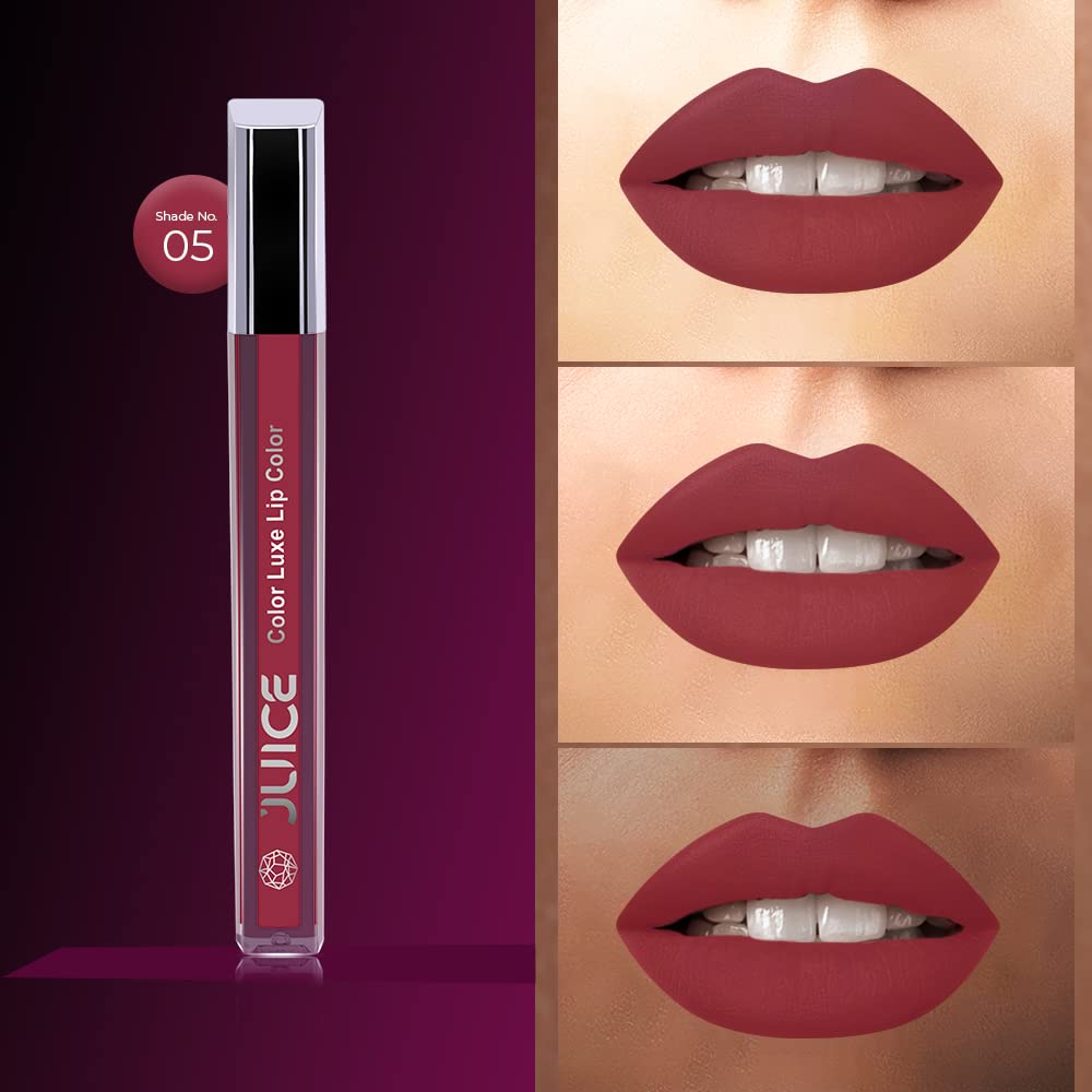 JUICE Matte Lipstick with Goodness of Bio Retinol, Moisturising lock technology, SPF 15 Waterproof & Long Lasting Cherry Kiss M05