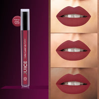 JUICE Matte Lipstick with Goodness of Bio Retinol, Moisturising lock technology, SPF 15 Waterproof & Long Lasting Cherry Kiss M05