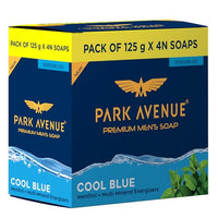 Park Avenue Premium Men’s Soaps for Bath – Cool Blue | 125g (Pack of 4) | Menthol & Mineral Energizer | Grade 1 Soap | For All Skin Types