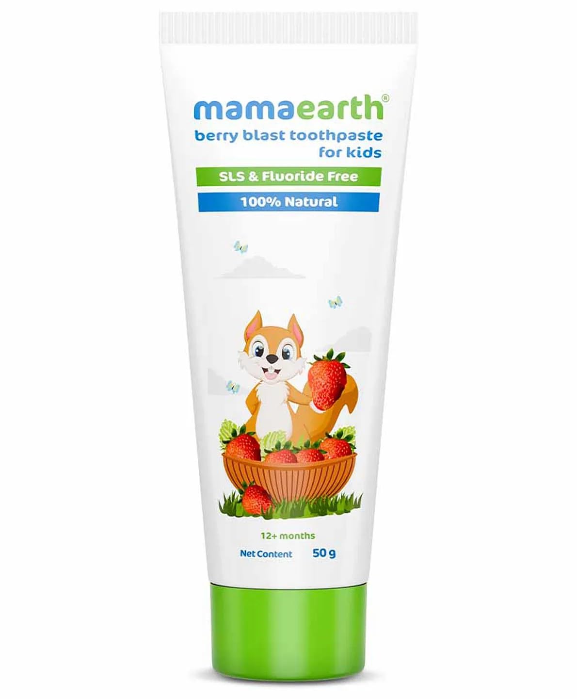 Mamaearth 100% Natural Berry Blast Kids Plaque Removal Toothpaste 50 Gm, Fluoride Free, SLS Free, No Artificial Flavours, Best for baby