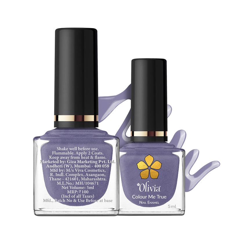 Olivia Nail Paint for Glossy Finish - 5ml (16 Frosted Lilac)