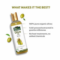 Indus Valley Bio Organic Pure Extra Virgin Olive 100% Organic and Cold-press, Massage Oil for Skin & Hair Care - (200ml)