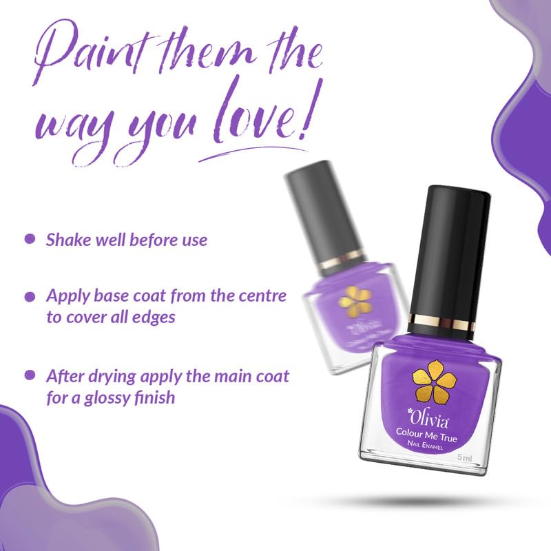 Olivia Nail Paint for Glossy Finish - 5ml (17 I Purple You)
