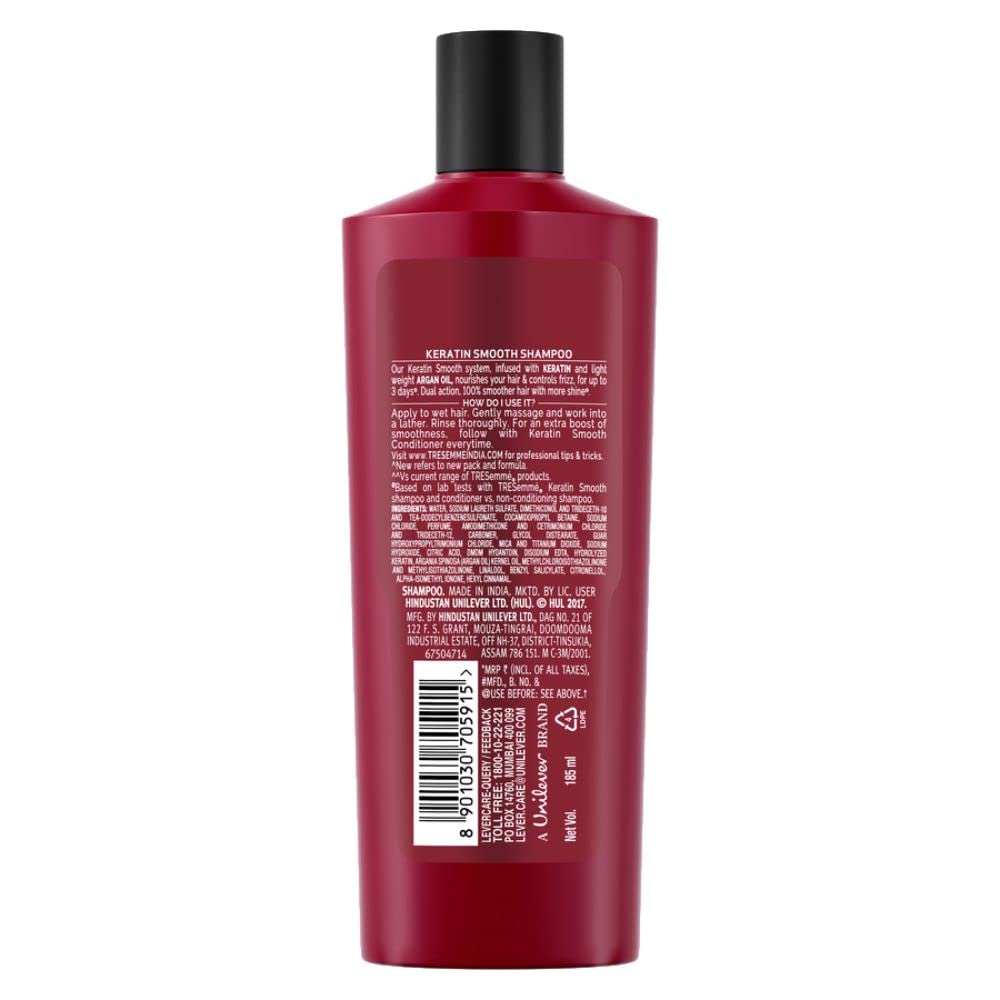 TRESemme Keratin Smooth Shampoo 340 ml & Smooth Shampoo, With Keratin And Argan Oil For Straighter, Smoother And Shinier Hair, 185 ml