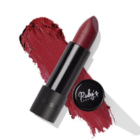 Ruby's Organics Semi-Matte Lipstick for Women All Indian Tones- Highly Pigmented, Moisturizing, Non Drying, Lightweight and Long Lasting- Lip Makeup, Synthetic Chemical Free- Red Burgundy, 3.7g