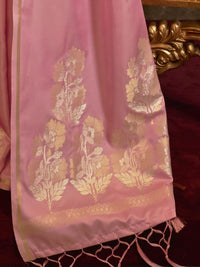 AKHILAM Women's  Banarasi Pure Silk Floral Golden Zari Work Woven Design Border Saree with Unstitched Blouse Piece(KSBLE2240_Parent)