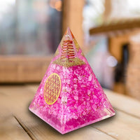 Orgone Pyramid | Rose Quartz Pink Orgonite Pyramid for Peace, Calm & Love | Healing Crystal Gemstone Pyramid | Orgone Pyramid Crystal - Handmade In India