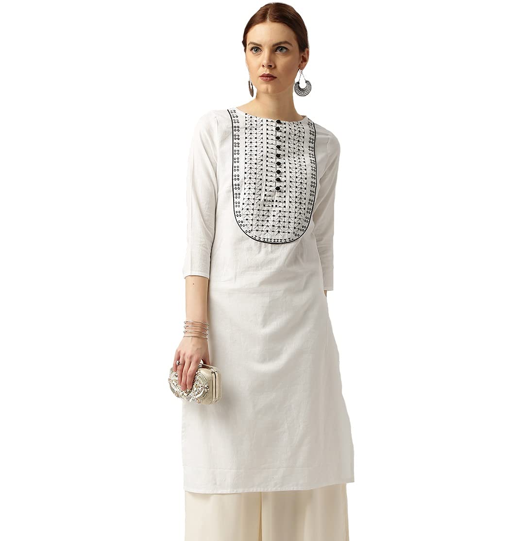 Amayra Women's  Cotton Straight Embroidery Kurti