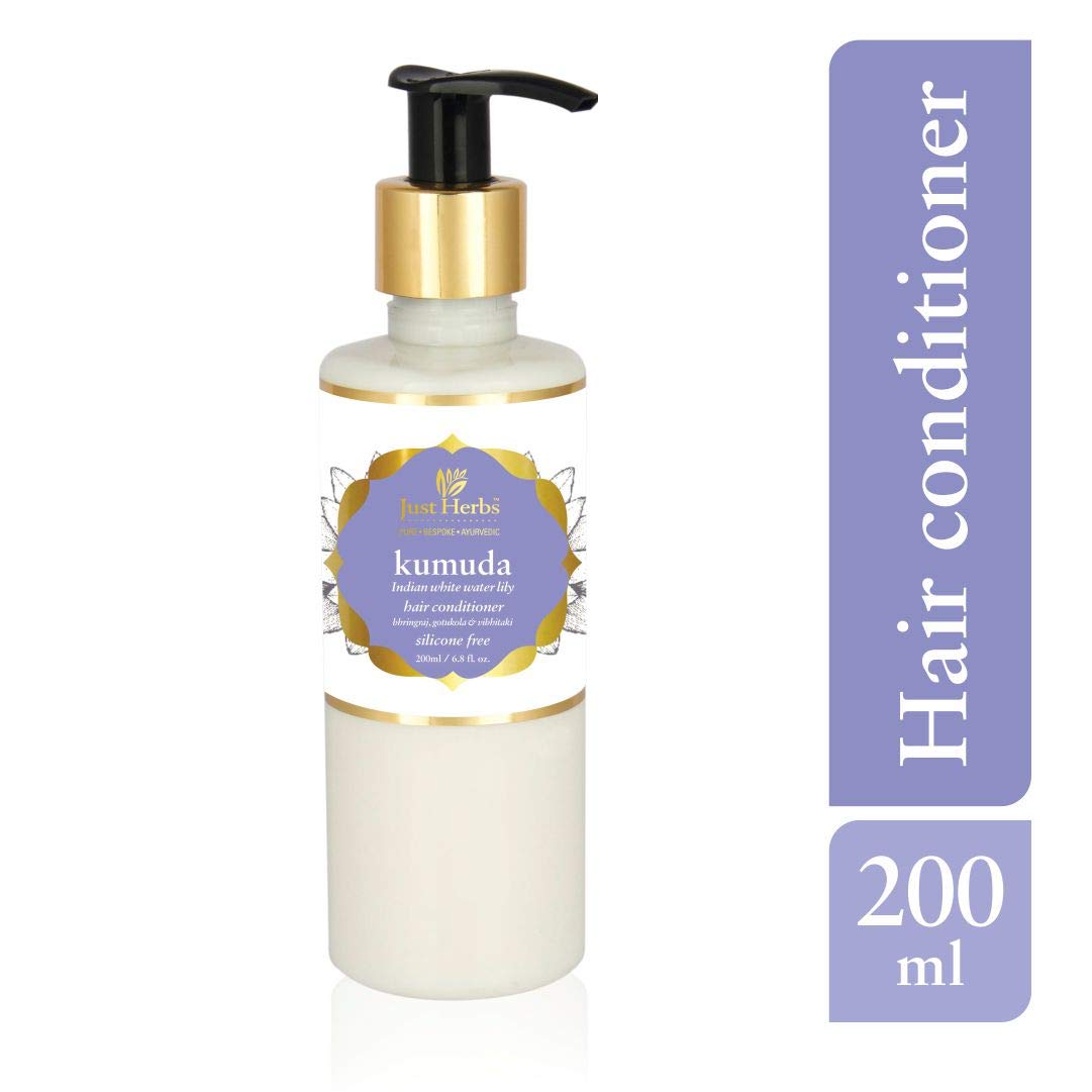 Just Herbs Kumuda Indian White Waterlily Conditioner, 200Ml And Dandruff Control Ayurvedic Soya Protein Shampoo, All, Count 2