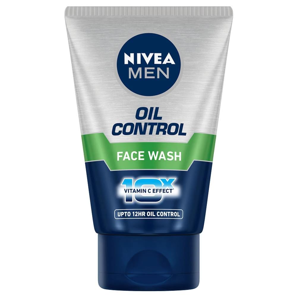 NIVEA MEN Oil Control Face Wash 100 g | With Magnolia Bark Extracts for 12 Hr Oil Control in Summer | 10 X Vitamin C Effect for Radiant Skin | For Oily Skin