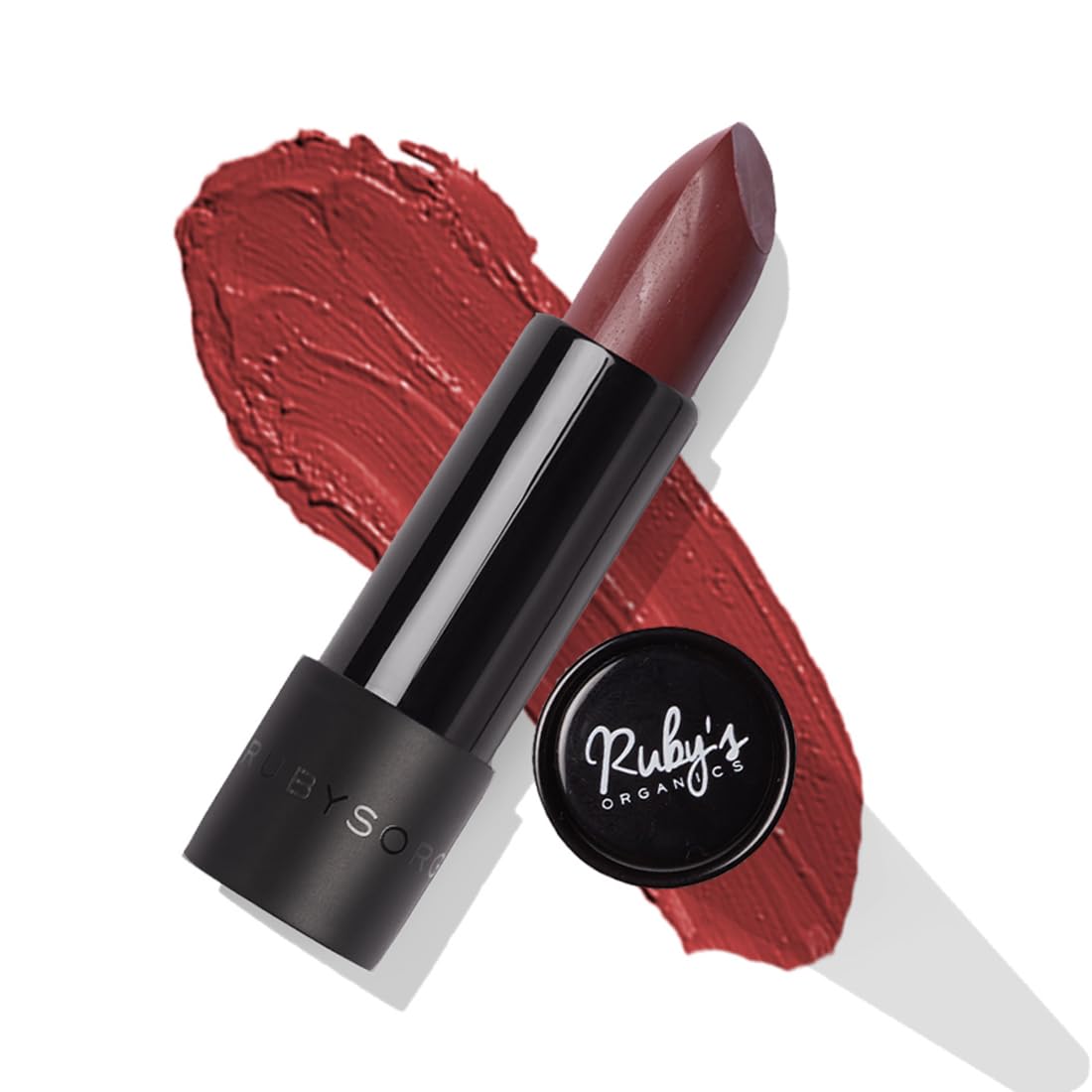 Ruby's Organics Semi-Matte Lipstick for Women All Indian Tones- Highly Pigmented, Moisturizing, Non Drying, Lightweight and Long Lasting- Lip Makeup, Synthetic Chemical Free- Raisin, 3.7g