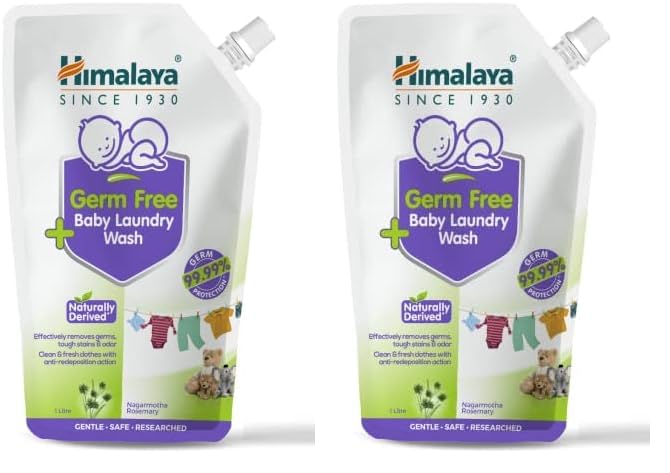 Himalaya Germ Free Baby Laundry Wash 1 L Pouch Liquid, White, (7004801) (Pack of 2)