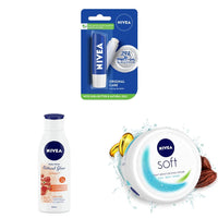 NIVEA Lip Balm, Original Care, 4.8g & NIVEA Body Lotion, Extra Whitening Cell Repair, SPF 15 & 50x Vitamin C, 200 ml & NIVEA Soft Light Moisturizer Cream, 100 ml