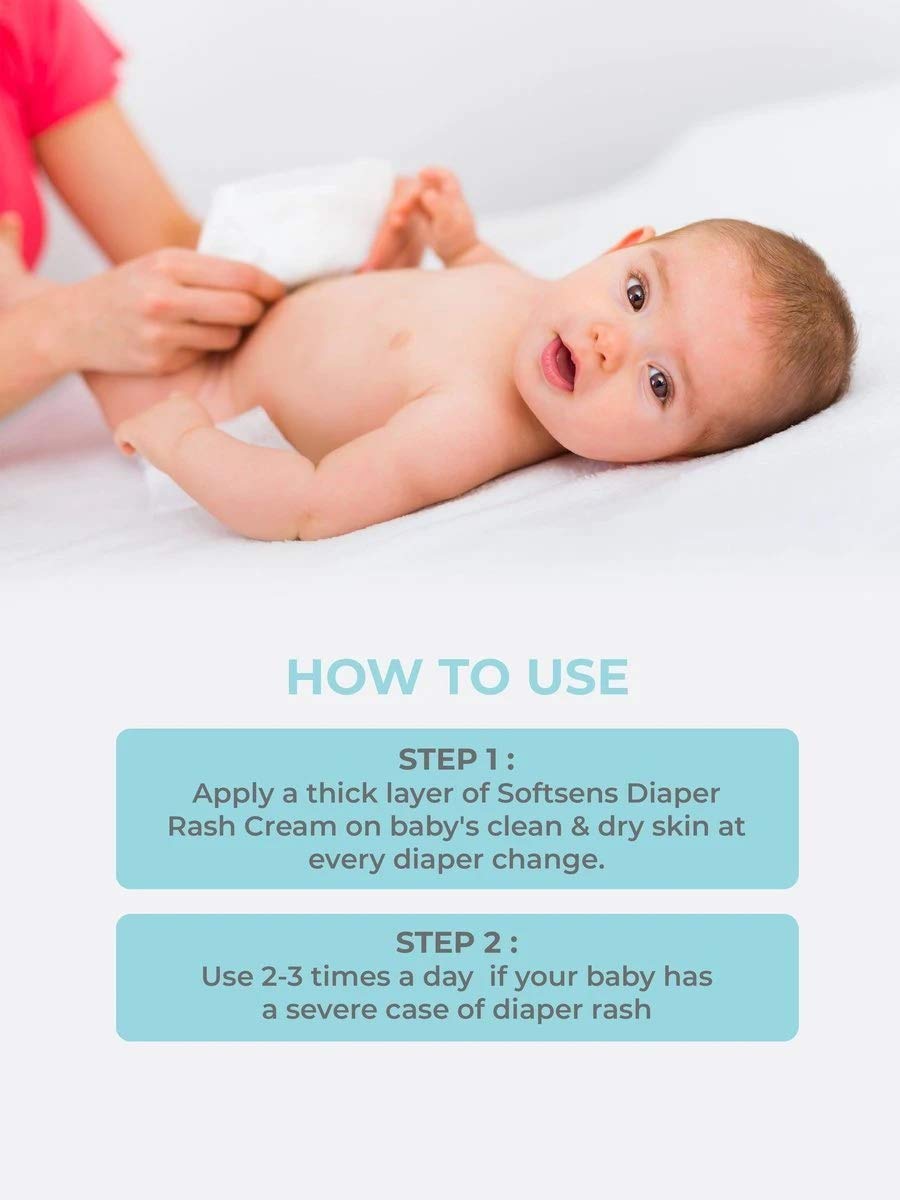 Softsens Baby Natural Diaper Rash Cream, Enriched With Aloe Vera Juice and Shea Butter 50 g (Pack of 2)