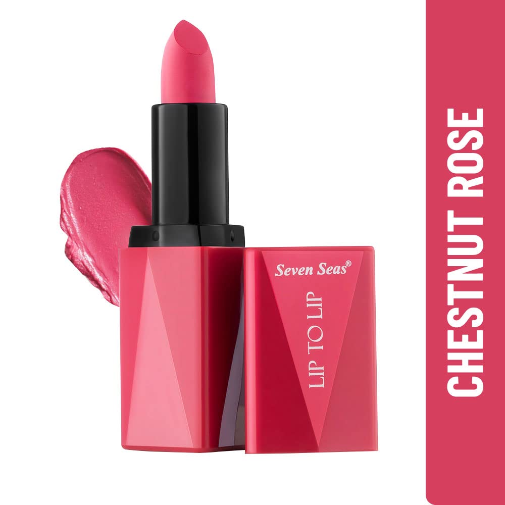 Seven Seas Lip To Lip Matte Full Coverage Long Lasting Lipstick | Smooth Application |Transferproof & Smudge Proof | Highly Pigemented Lipstick for Women (Chestnut Rose)