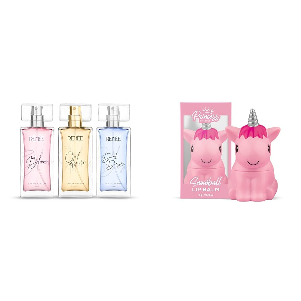 RENEE Eau De Parfum Premium Musk Fragrance Set - Bloom & Princess Snowball Lip Balm 3Gm For Pre-Teen Girls Spray,100 Ml