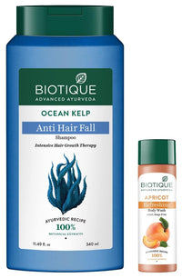 Biotique Bio Kelp Protein Shampoo for Falling Hair Intensive Hair Regrowth Treatment, 340ml & Biotique Bio Apricot Refreshing Body Wash, 190ml