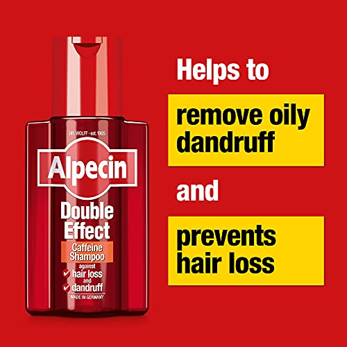 Alpecin Double Effect Anti Dandruff and Natural Hair Growth Shampoo, Energizer for Strong Hair Care, Red, Fresh, 200 ml
