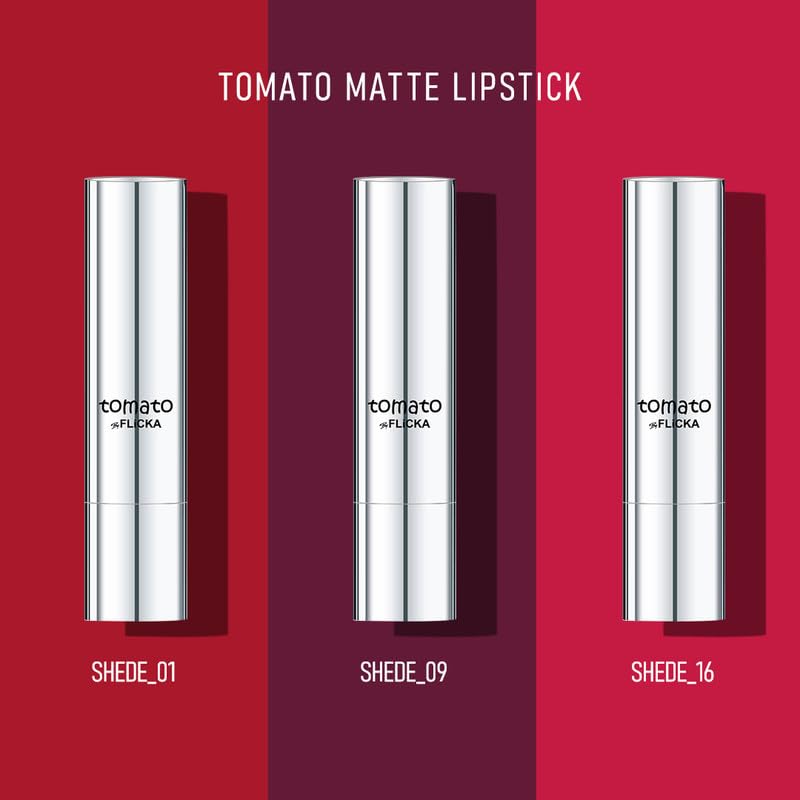 FLiCKA Tomato Bullet Matte Lipstick (Pack Of 3) | Hydrating, Moisturizing, Upto 6Hrs Long Lasting| Transfer & Smudge Proof Lipsticks For Women, Shade - 10