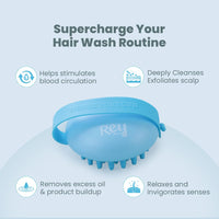 Rey Naturals Hair Scalp Massager | Shampoo & Hair Oil Brush for Men and Women | Hair Growth, Scalp Care and Relaxation | Oil Massager For Scalp | Soft Silicon Bristles for Gentle Massage | Blue