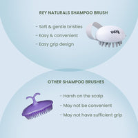 Rey Naturals Hair Scalp Massager | Shampoo & Hair Oil Brush for Men and Women | Hair Growth, Scalp Care and Relaxation | Oil Massager For Scalp | Soft Silicon Bristles for Gentle Massage | Grey
