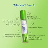 Softsens Baby Natural Mosquito Repellent Fabric Roll-On - 8ml | Non-Sticky Mosquito Repellent With Upto 8 Hrs Protection | Paediatrician Certified, Pack of 1