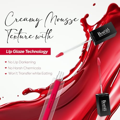 Born16 Tamaraa Liquid Lipstick – Imperial Rouge | Hydrated-Matte Finish with SPF | Waterproof, Transfer-Proof, 24-Hour Wear | Vegan & Non-Drying with Shea Butter, 4ml