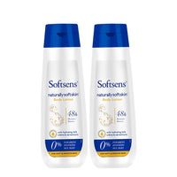 Softsens Naturally Soft Skin Body Lotion With Hydrating Milk Creme & Oats Extract | 48H Moisturization | Parabens, Sulfates, SLS, SLES Free 200mlx2 | Pack of 2