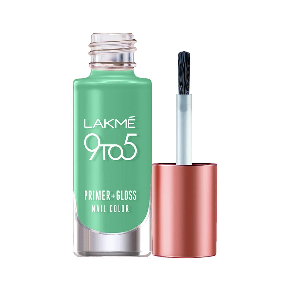 Lakmé 9To5 Primer + Glossy Finish Nail Colour|| Mint Twist|| 6 Ml