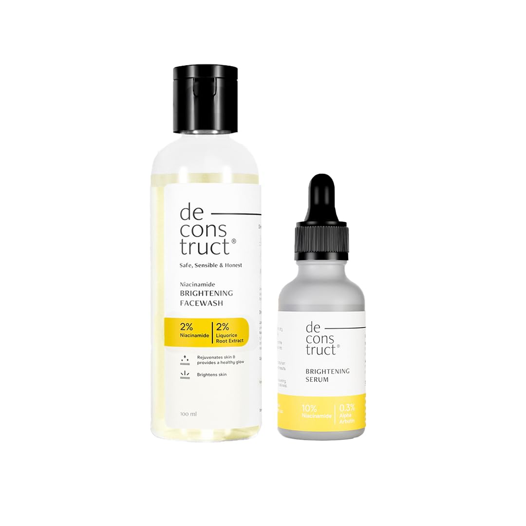 Deconstruct Clear & Bright Combo: Serum for Dark Spots & Face Wash for Skin Brightening | Brightening Serum (30ml) and Brightening Face Wash | Pack of 2