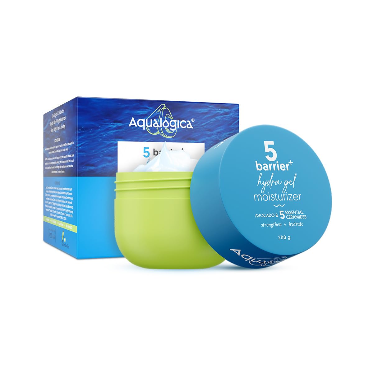 Aqualogica Barrier+ Hydra Gel Moisturizer with 5 Ceramides & Avocado | 24-Hour Intense Hydration | Weightless Water-Like Gel Texture | Non Sticky & Quick Absorbing for Healthy Skin Barrier | 200 g