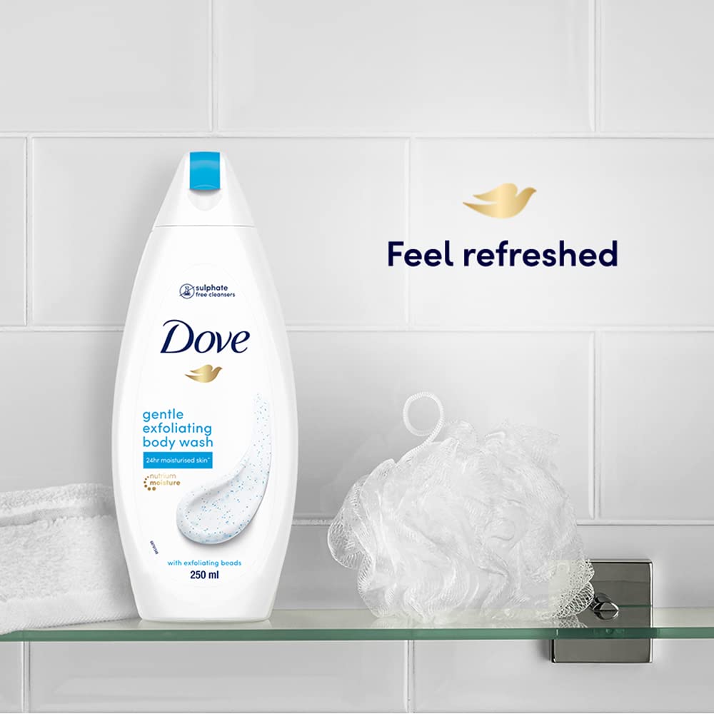 Dove Gentle Exfoliating Nourishing Body Wash, Mild Cleanser Moisturizes Skin, Balances Ph, For All Skin Type, 250 ml