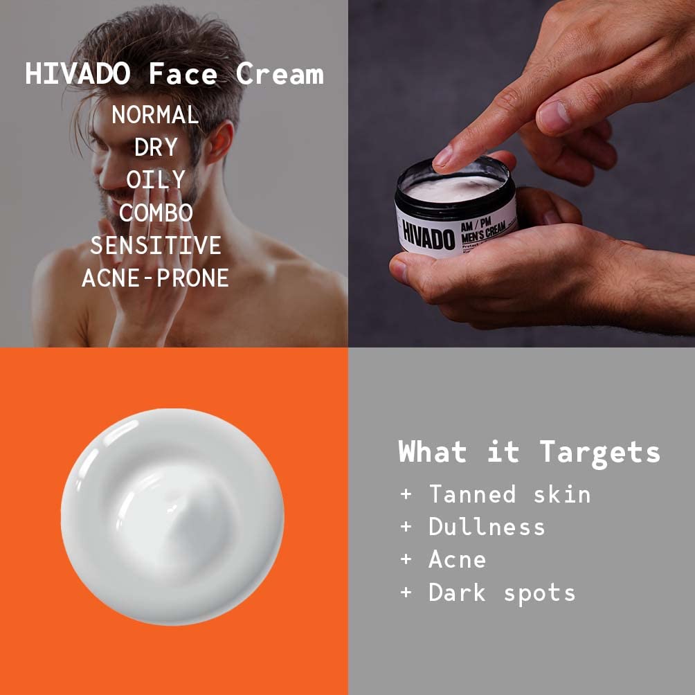 Hivado Men’s Body Lotion & Face Cream Combo Pack – Hydrating, Moisturizing Skincare Set for Dry Skin, Anti-Aging & Smooth, Soft Skin – All Skin Types