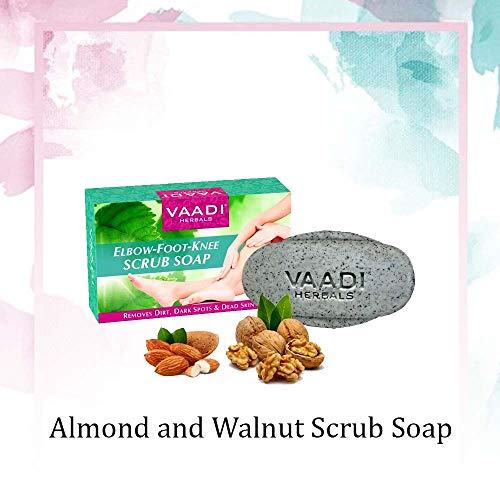 Vaadi Herbals Elbow Foot Knee Scrub With Almond And Walnut Scrub Soap, 75g (Pack Of 6)
