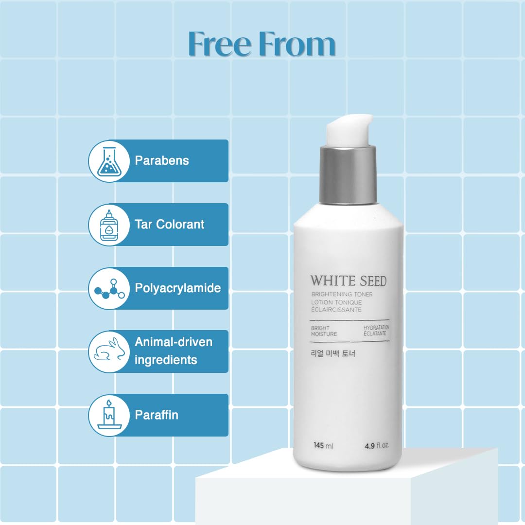 The Face Shop White Seed Brightening Face Toner with Niacinamide & Vitamin B | For Dark Spots, Dullness & Acne Scars| Suitable for Normal, Oily, Dry, Combination Skin | Sulphate & Paraben Free, 145ml