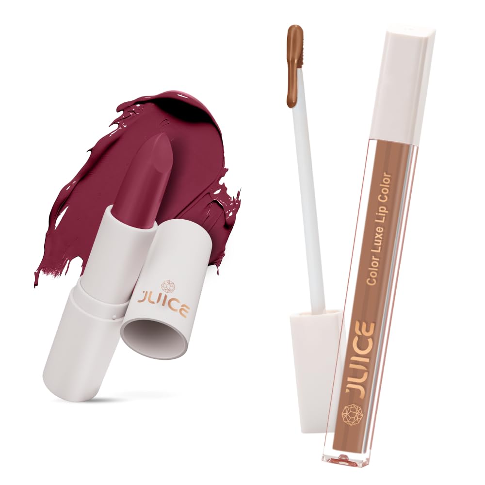 Juice Epic Pink - M08 Kiss Sensation Lipstick & Bare all Nude - M18 Color Luxe Liquid Lipstick with Goodness of Bio Retinol, & SPF 15 UV Protection