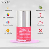DeBelle Gel Nail Polish Fuschia Rose (Bright Pink Nail Paint)|Non UV - Gel Finish |Chip Resistant | Seaweed Enriched Formula| Long Lasting|Cruelty and Toxic Free| 8ml