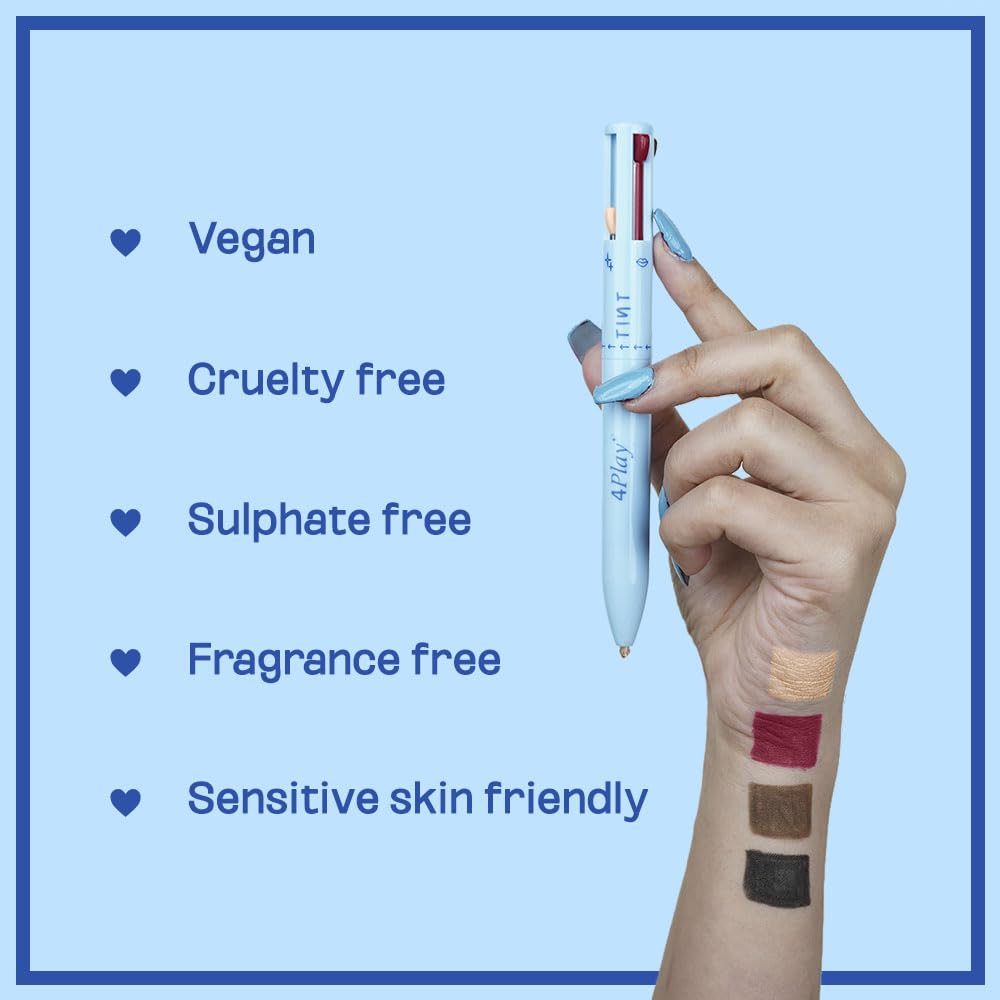 Tint Cosmetics Pronto Pink 4 In 1 Waterproof Makeup Pen, Multipurpose With 4 Colors For Pencil Eyeliner,Highlighter,Lip Liner,Eyebrow&Full Face Application, Easy To Use & Travel Friendly,Cream Finish