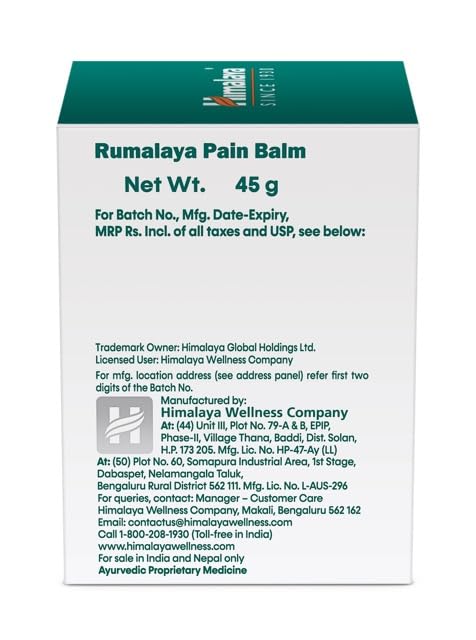 Himalaya Rumalaya Pain Balm 45 g | Fast Relief From Headache And Neck Pain Ayurvedic (Pack of 2)