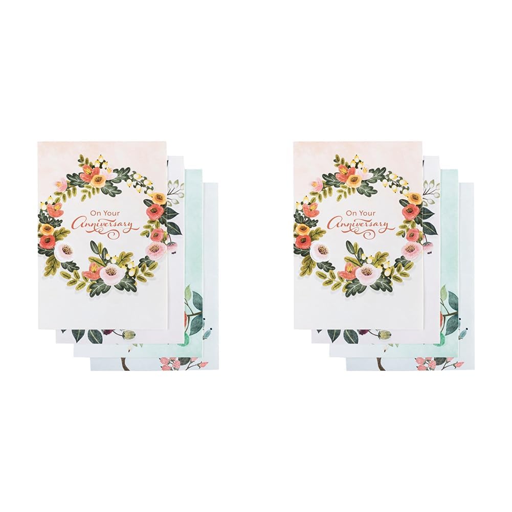 Dayspring - Happy Anniversary - 4 Design Assortment with Scripture - 12 Boxed Floral Cards and Envelopes (18561) (Pack of 2) 12 Count (Pack of 2)