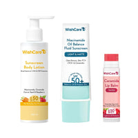 WishCare SPF 50 Head to Toe Combo for Sun Protection (200ml+50ml+5gm)