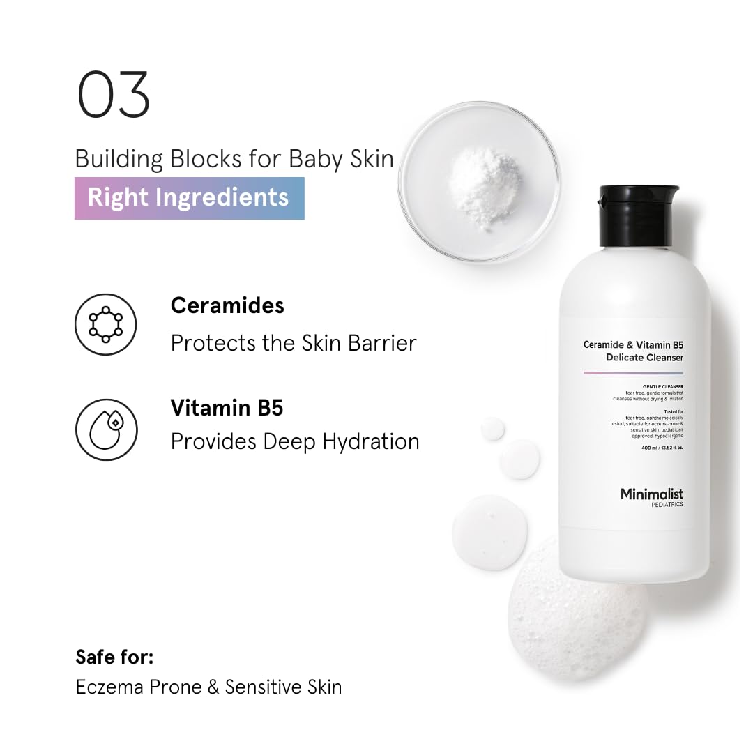 Minimalist Baby Gentle Head to Toe Wash | Tear-free | pH 5.5 | Proven Safe & Pediatrician Approved Baby Wash | Ceramide & Vitamin B5 Delicate Cleanser | 400ml